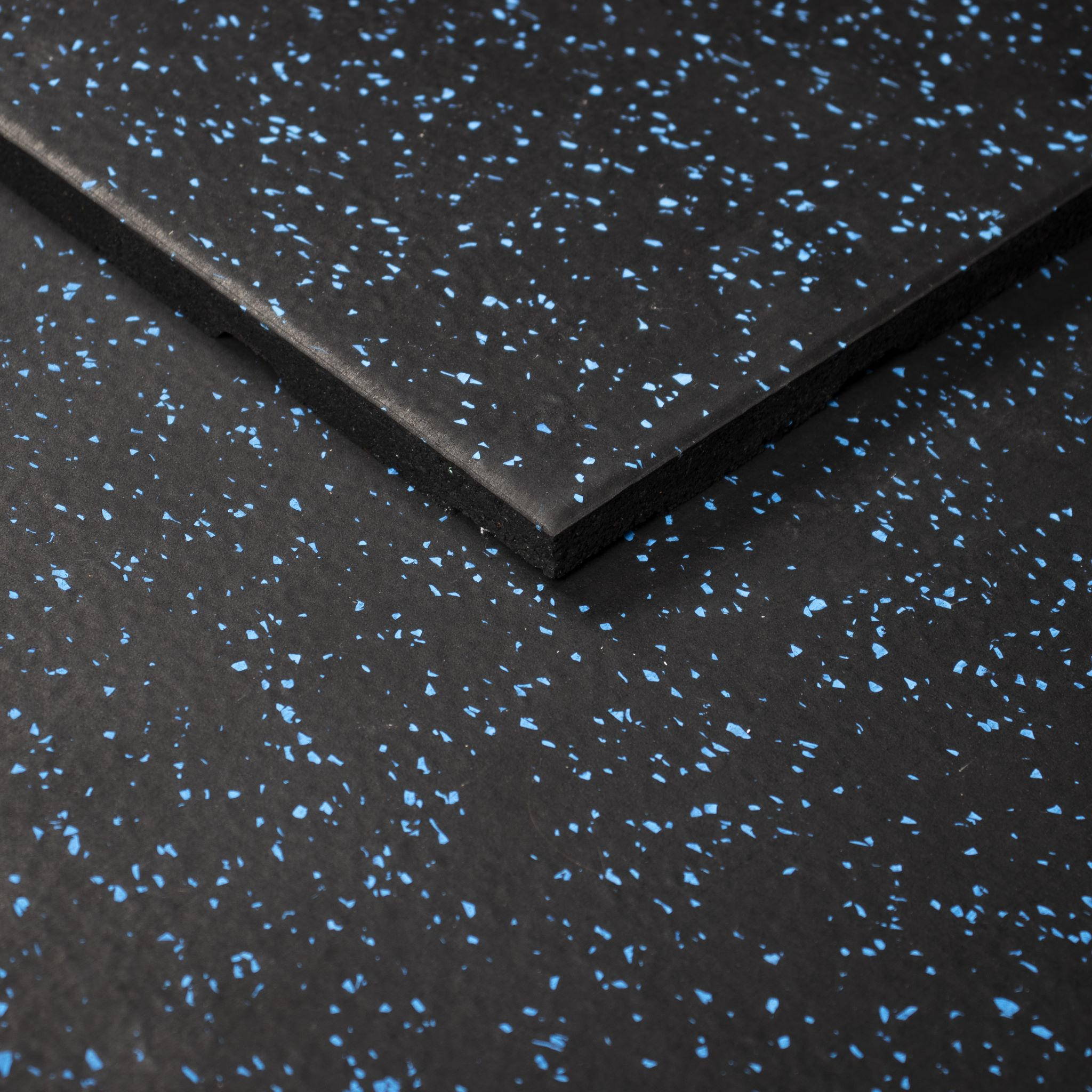 Rival Blue Fleck Premium Interlocking Rubber Gym Floor Tiles with Connectors 500mm x 500mm 20mm